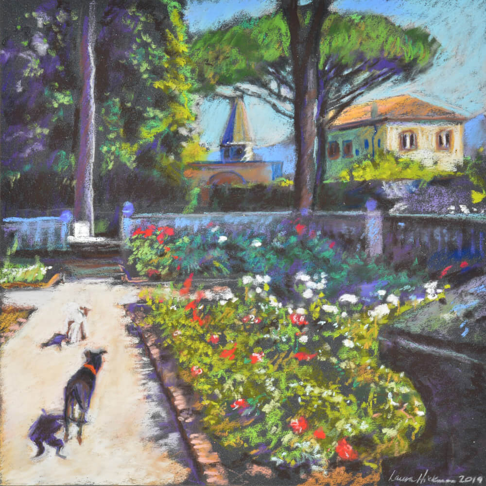 Flowers in Positano - Original Pastel by Delaware Artist Laura Hickman