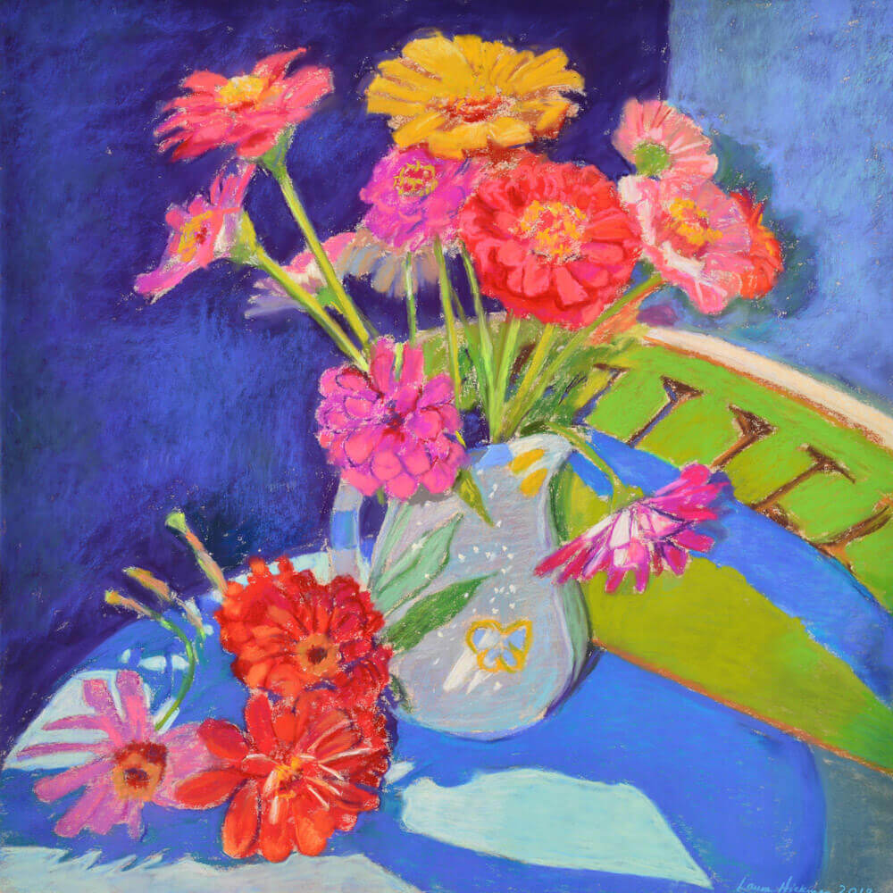 Flowers in Positano - Original Pastel by Delaware Artist Laura Hickman