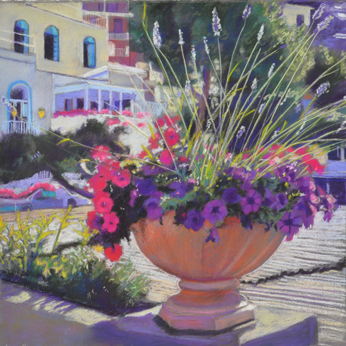 Flowers in Positano - Original Pastel by Laura Hickman
