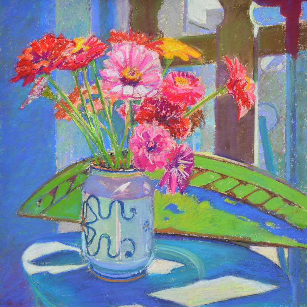 Flowers in Positano - Original Pastel by Delaware Artist Laura Hickman
